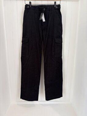James Perse Cashmere Touch Cotton Cargo Pant Black Elastic Waist Sz 1/S NWT